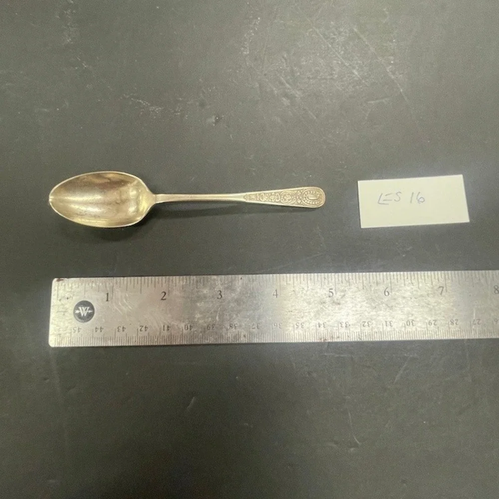 Vintage Nickel Silver Small Brassy Tint Souvenier Teaspoon ES16